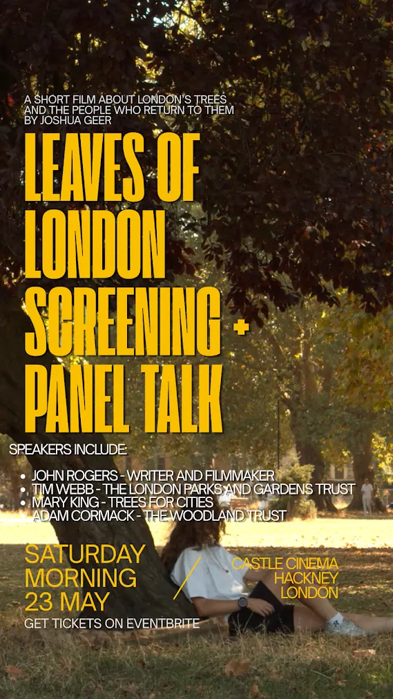 Poster for the Leaves of London screening and panel talk
